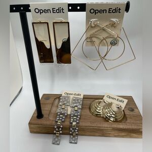 NWT- 4 Pair of Large Open Edit Brand Gold-Tone Earrings. Bundle of earrings